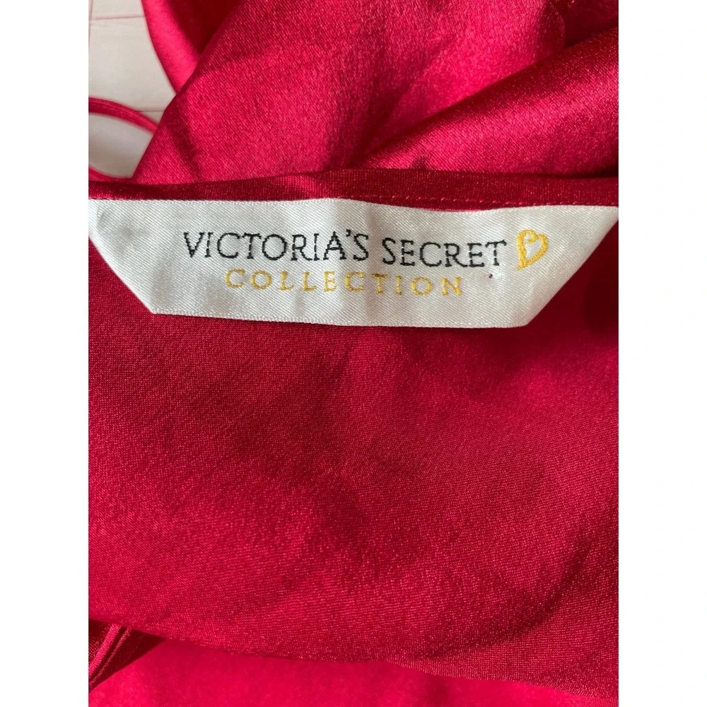 Victorias Secret Vintage 90s‎ Red Satin Chemise Ruffle Nightie Small 08-98